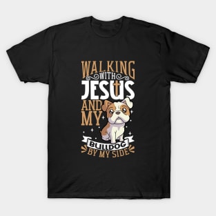 Jesus and dog - Bulldog T-Shirt